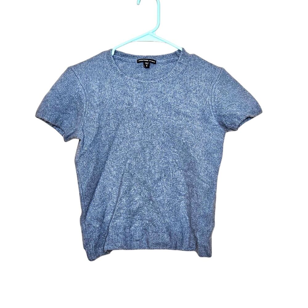 James Perse Size 0 Los Angeles Light Blue Short Sleeve Top 100% Cashmere